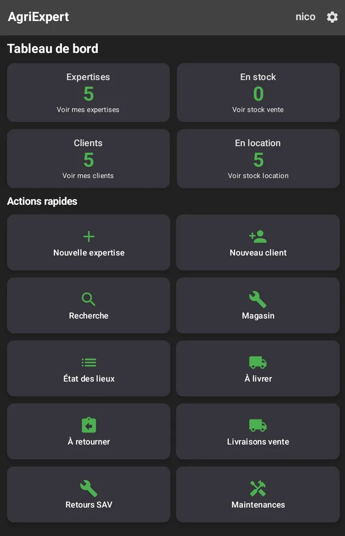 AgriExpert — tableau de bord terrain sur tablette