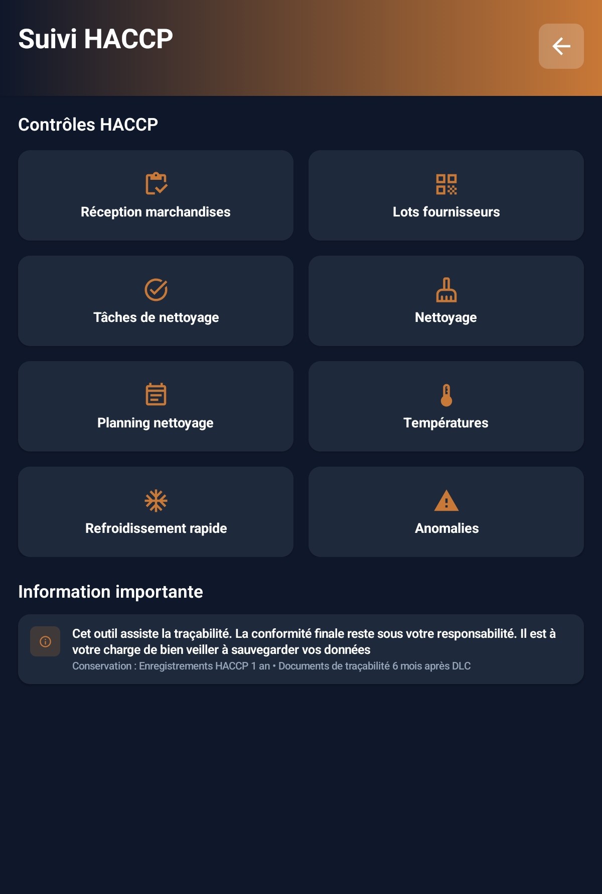 Suivi HACCP - Contrôles températures et traçabilité boulangerie