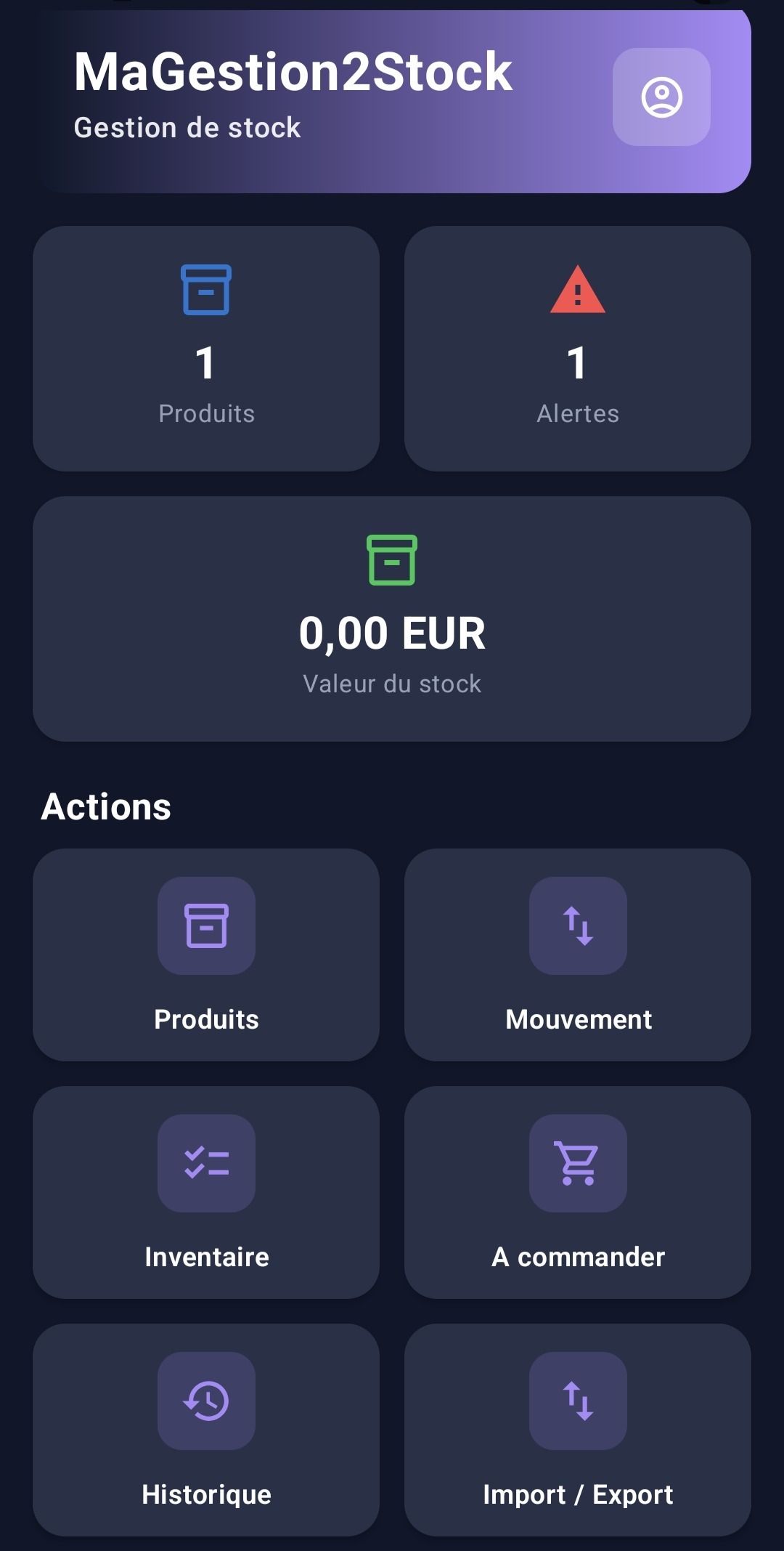 MaGestion2Stock — application de gestion de stock sur smartphone